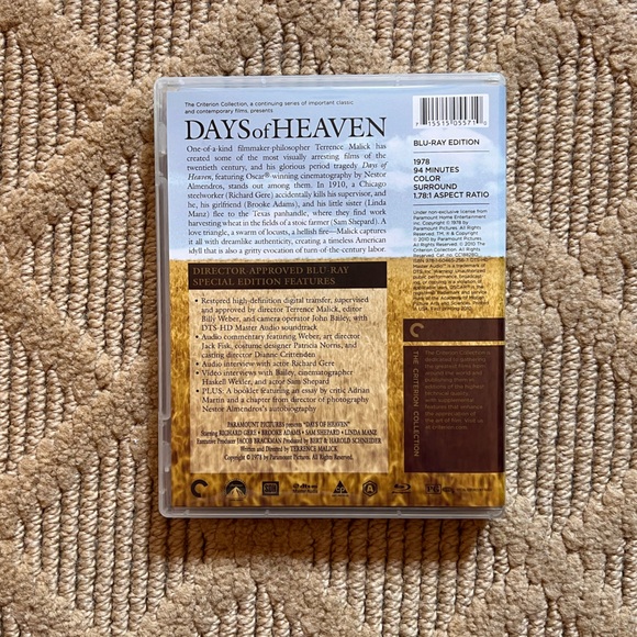 Days of Heaven Criterion Collection Blu Ray Spine #409 - Picture 2 of 5